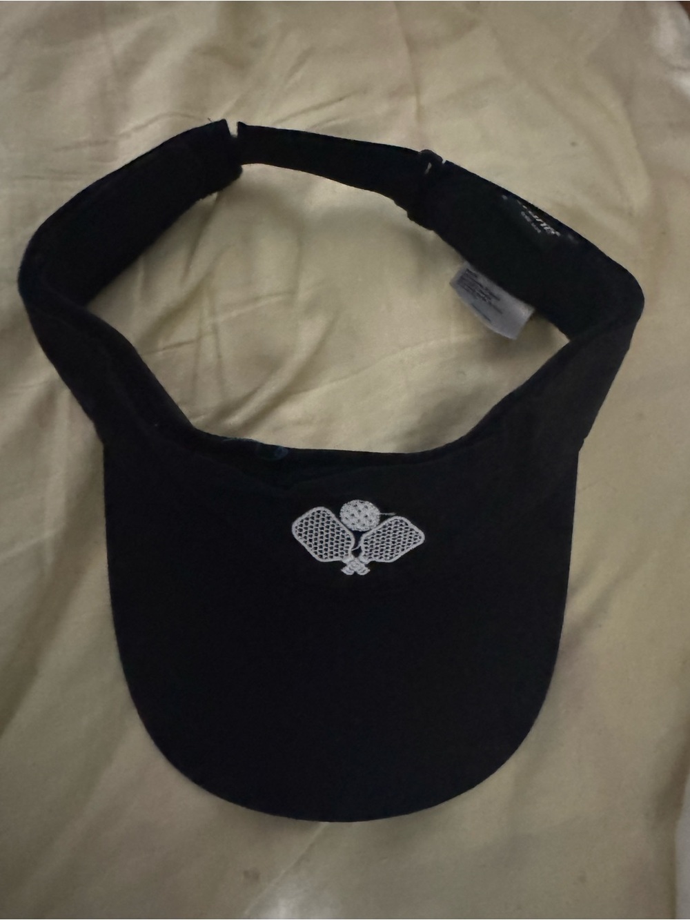Black Women's Pickle Ball Visor with Embroidered Racket Detail